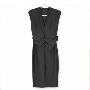 NWT Express Small Black Ruches Waist Sheath Knee Length Dress Cocktail Event